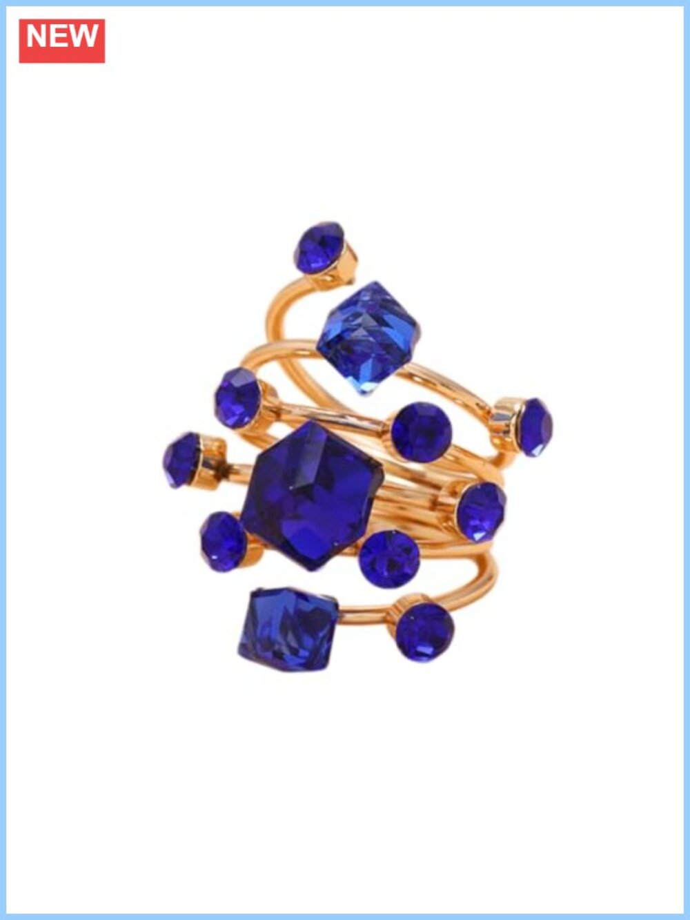 Geometric Cube Crystal Statement Open Ring Alloy Electroplated Cocktail Party